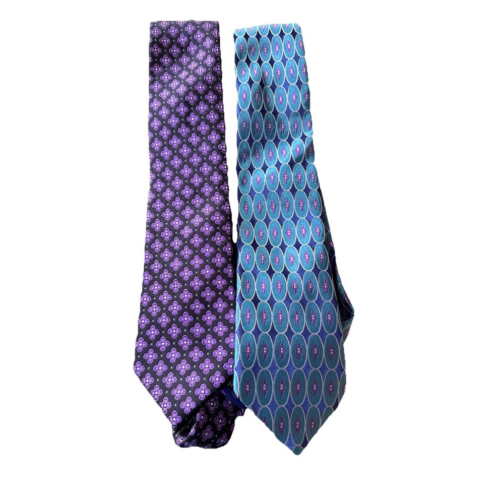 Ted Baker London Geometric 100%‎ Italian Silk Tie Bundle Made In USA Preppy